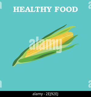 Corn in flat style. Corn vector logo. Corn icon. Isolated object. Vegetable from the farm. Organic food. Vector illustration. Corn on white background Stock Vector