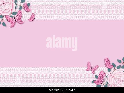 Pink vintage lacy background. Stock Vector