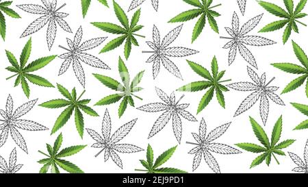 Marijuana leafs or cannabis leafs weed pattern Stock Vector