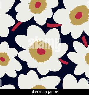 Whimsical abstract ancient pattern with golden curls for scarf. Ornament with gold circles and frame on navy background.Colourful backdrop with border Stock Vector