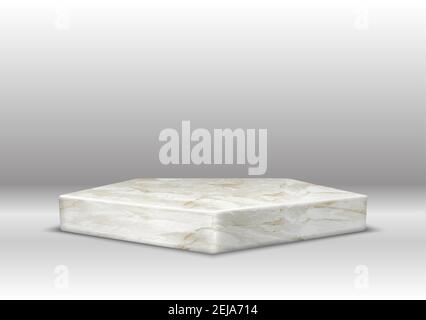 3d realistic vector marble texture hexagon stage on gray background. Stock Vector