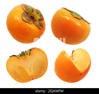 persimmon fruits isolated on white background Stock Photo