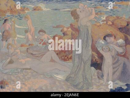 Baigneuses, plage du Pouldu. Museum: Petit Palais, Musée des Beaux-Arts de la Ville de Paris. Author: MAURICE DENIS. Stock Photo