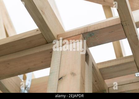 A residential house gets the roof converted to double the size of the house giving the owners more space. Stock Photo