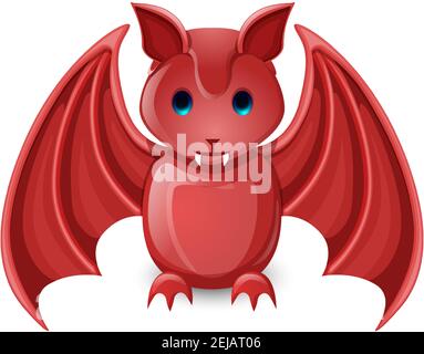 Good luck red bat in cartoon flat style isolated on white background. Stock Vector