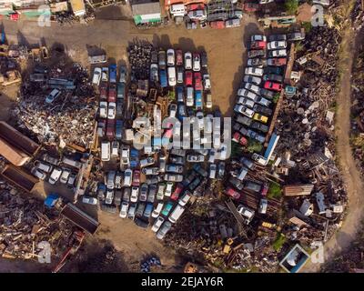 Aerial Junkyard Stock Photo