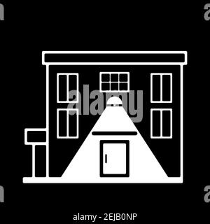 House icon on a black background. The concept of the house with the light off. Flat style. Vector illustration Stock Vector