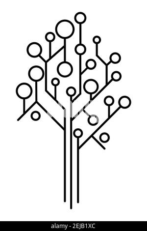 Smart technology logo, tree shape design. Business concept icon. Black color isolated on a white background. for websites and applications. Flat style Stock Vector