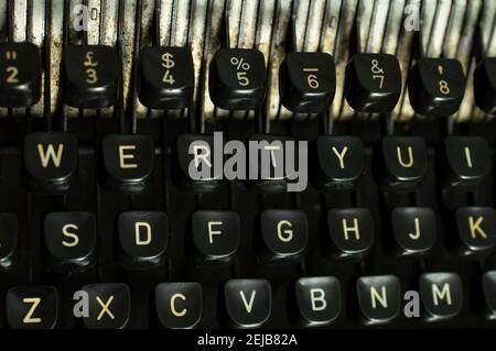old typewriter keys in focus Stock Photo