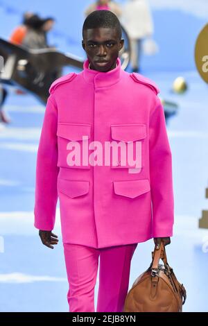 Model walks on the runway during the Louis Vuitton fashion show during  Paris Fashion Week Mens Fall Winter 2020-2021 in Paris, France on January  16, 2020. (Photo by Jonas Gustavsson/Sipa USA Stock Photo - Alamy