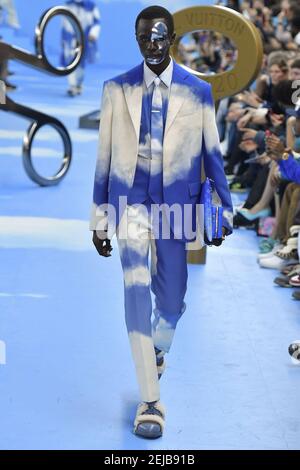 Model on the runway at the Louis Vuitton fashion show during Spring/Summer  2021, Paris Fashion Week in Paris, France on October 5, 2020. (Photo by  Jonas Gustavsson/Sipa USA Stock Photo - Alamy