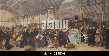 The Railway Station. Museum: PRIVATE COLLECTION. Author: WILLIAM POWELL FRITH. Stock Photo