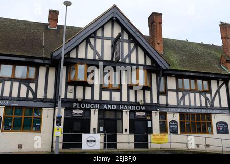 LEYTONSTONE, LONDON - 22ND FEBRUARY 2021: The Plough and Harrow pub on High Road Leytonstone. Stock Photo