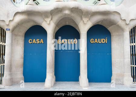 The Casa Batlló in Barcelona has been closed since 29 October 2020 due to a labour conflict with part of the staff. Barcelona. Catalonia. Spain. Stock Photo
