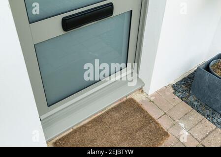 Close up details of double glazed grey window frames and doors Stock Photo