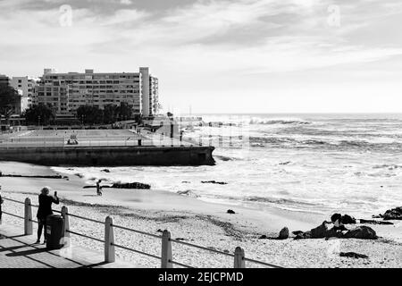 CAPE TOWN, SOUTH AFRICA - Feb 20, 2021: Cape Town, South Africa - October 15, 2019: View of Pavilion Public Swimming Pool on Sea Point promenade in Ca Stock Photo