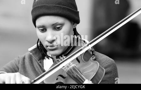 JOHANNESBURG, SOUTH AFRICA - Feb 20, 2021: Johannesburg, South Africa - August 28 2010: Diverse youth at music school orchestra Stock Photo