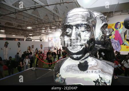The unveiling of the NSEWest Statue held at Sneakertopia Inc. at The Promenade At Howard Hughes Center on January 24, 2020 in 20 in Los Angeles, CA, USA (Photo by Parisa Afsahi/Sipa USA)
