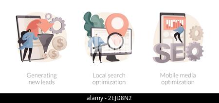 Sales and SEO digital strategy abstract concept vector illustrations. Stock Vector