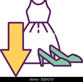 Overconsumption in fashion industry RGB color icon Stock Vector