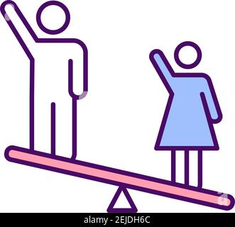 Gender inequality RGB color icon Stock Vector