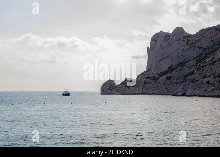 A large boat in a body of water Stock Photo