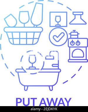 Putting away blue gradient concept icon Stock Vector