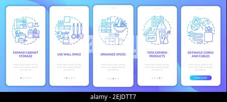 Decluttering tips onboarding mobile app page screen with concepts Stock Vector