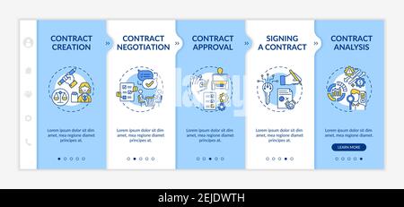 Contract lifecycle steps onboarding vector template Stock Vector