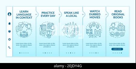 Foreign learning language advices onboarding vector template Stock Vector