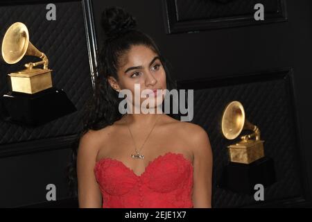 Jessie Reyez arrives at the 62nd Annual Grammy Awards red carpet held ...