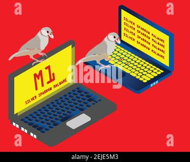 The malware named 'Silver Sparrow' comes with a mechanism to self-destruct itself, a capability that's typically reserved for high-stealth operations. Stock Vector