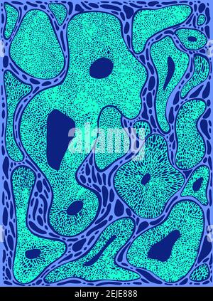 Colorful abstract background with coral forms, lines, spots blue turquoise color. Stock Vector