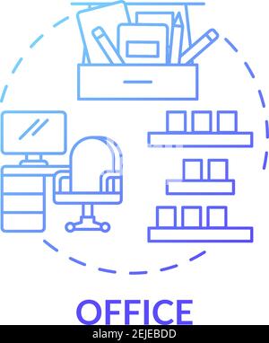 Decluttering in office blue gradient concept icon Stock Vector