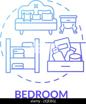 Bedroom blue gradient concept icon Stock Vector