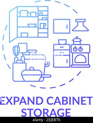 Expand cabinet storage blue gradient concept icon Stock Vector