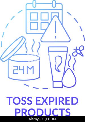 Toss expired products blue gradient concept icon Stock Vector