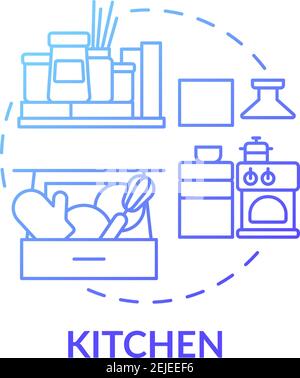 Kitchen blue gradient concept icon Stock Vector