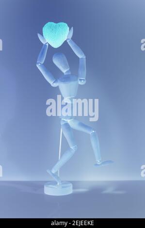 Wooden dummy man on white background Stock Photo