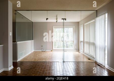 An empty office with glass walls. Stock Photo