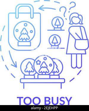 Too busy person blue gradient concept icon Stock Vector