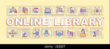 Online library benefits word concepts banner Stock Vector