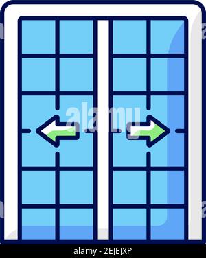 Patio doors RGB color icon Stock Vector