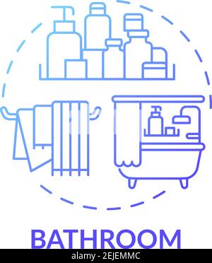 Washroom blue gradient concept icon Stock Vector
