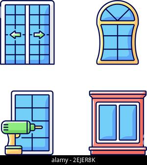 Replacement door opportunity RGB color icons set Stock Vector