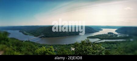 Elevated view of the Hudson River from Bear Mountain, Bear Mountain State Park, Rockland County, New York State, USA Stock Photo