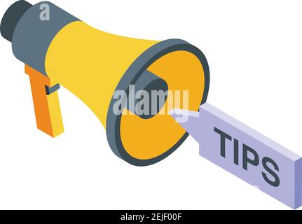 Megaphone tips icon. Isometric of megaphone tips vector icon for web design isolated on white background Stock Vector