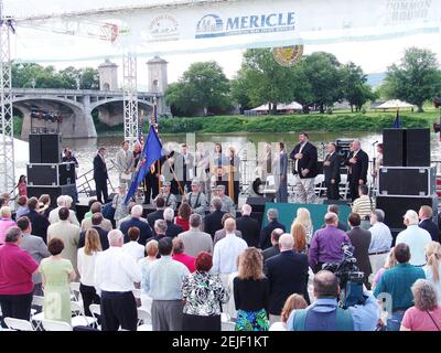 Friday, Jun 19, 2009  WILKES-BARRE, LUZERNE COUNTY- Pennsylvania, USA. Views of the official opening of the The Riverfront Common in Wilkes-Barre,Pennsylvania USA. The park along the Susquehanna River officially opened June 19, 2009, kicking off with a dedication ceremony at 4 p.m. Stock Photo