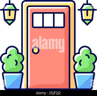 Entry doors RGB color icon Stock Vector
