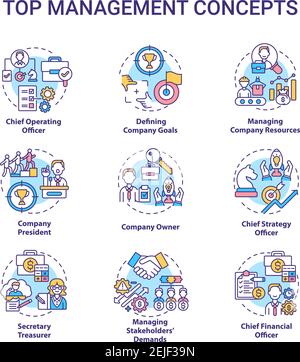 Top management concept icons set Stock Vector